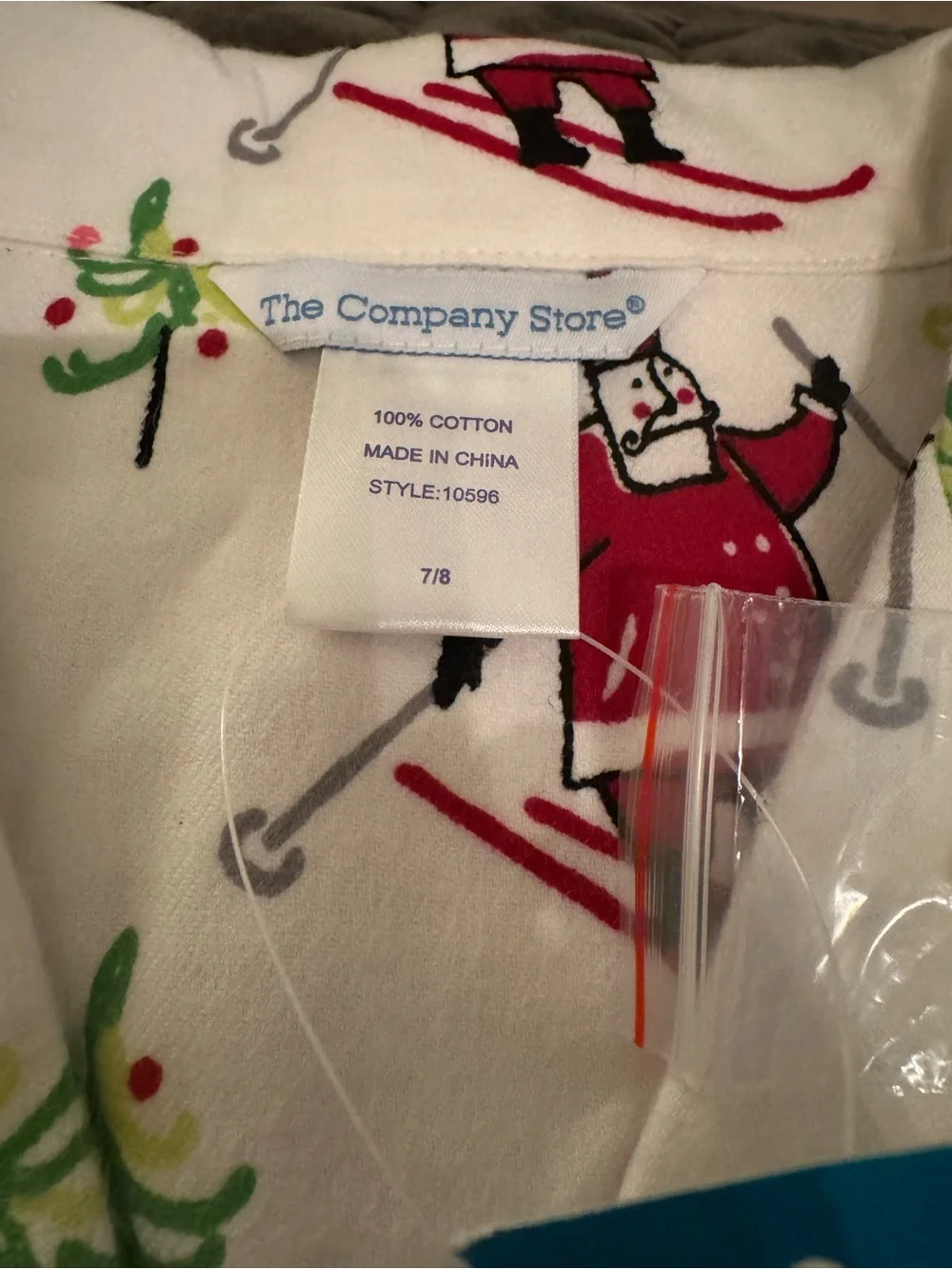 The Company Store Kids Santa Ski Pajama Set - White, Red & Green